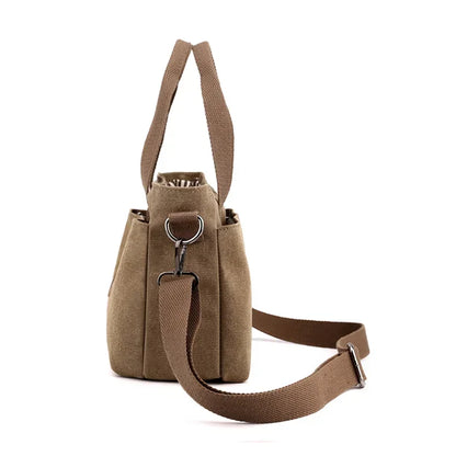 2025 NEW Top-Handle Bag For Women Shoulder CrossBody Bag Vintage Canvas Ladies Tote Messenger Bag Small Female Travel Handbag