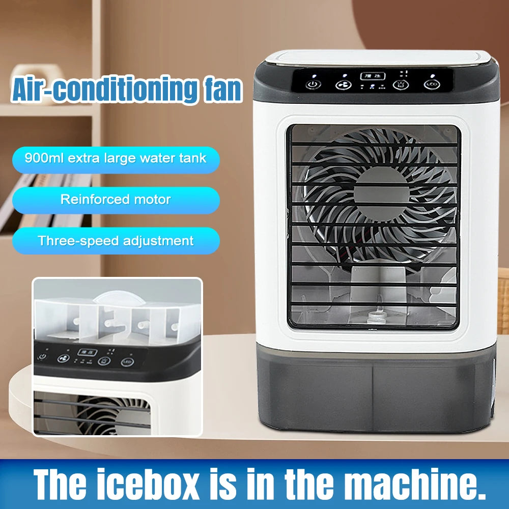 Air Cooler Portable Spray Air Conditioner Fan 3 Speeds Rechargeable USB Ultrasonic Double Atomization Desk Air Cooler For Office
