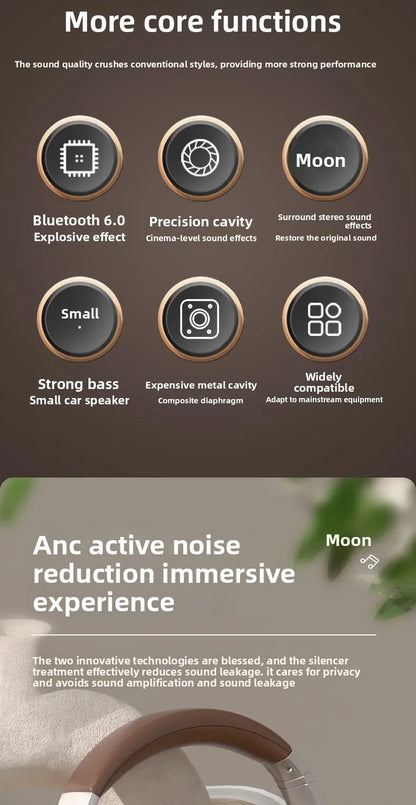 Wireless Headset Bluetooth 5.3 Retro Headphones HIFI Stereo Noise Canceling Earphone Long Standby Stylish Comfortable Headphones