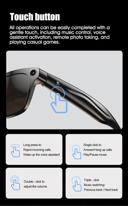 2025 Classic AI Smart Glasses 100MP Camera Waterproof Bluetooth Call Playing Music Sports Glasses Identify Pictures Use ChatGPT