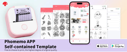 T02 Portable Printer Phomemo Mini Sticker Printer Self-adhesive Labels Inkless Sticker Printer for Journal, Notes, Photo, DIY