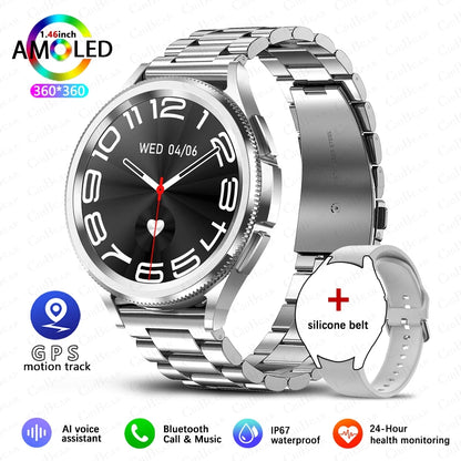 2025 New Watch 6 Classic Smartwatch Men GPS Sports Amoled Screen Heart Rate Waterproof Bluetooth Call Music Smart Watch Women