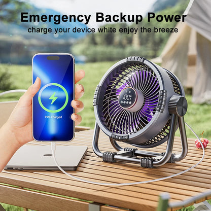 20000mAh Camping Fan Rechargeable Portable Outdoor Camping Ceiling Fan Wireless Tent Fan with Hook and Light Air Circulators