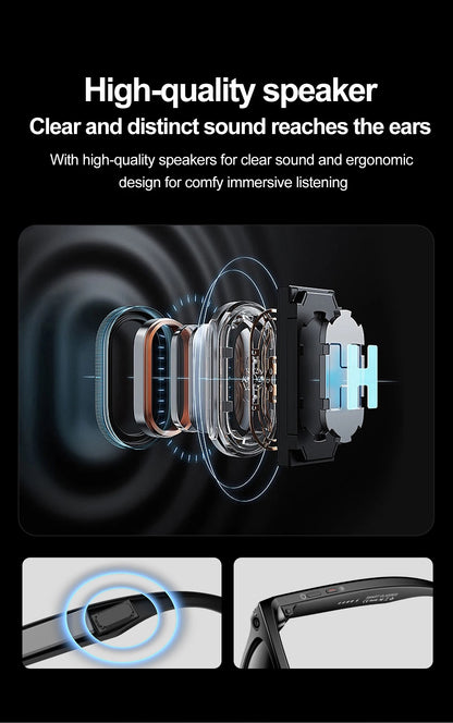 LIGE Fashion AI Camera Smart Glasses IP65 Waterproof Bluetooth Call Playing Music Smart Glasses Identify Pictures Use ChatGPT