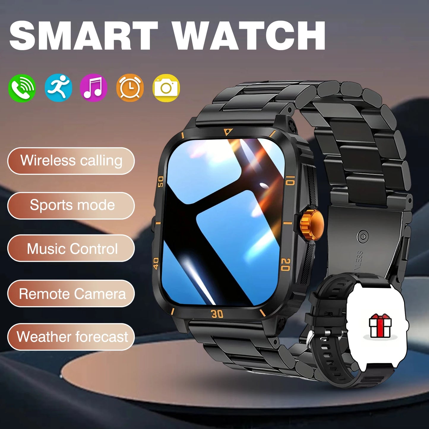 Smart Watch, Wireless Calls, Music Playback, Message Reminders, Multi-Sports Mode, Suitable For Men And Women