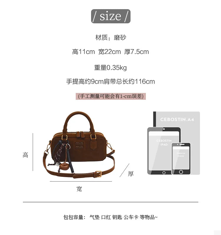 2025 New Fashionable dull Polish bag portable women's full retro crossbody bag shoulder bag popular