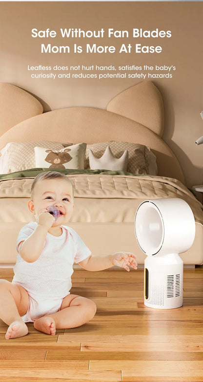 Electric Rechargeable Fan Bladeless Floor Standing Fan Cooling Child Safety Tower 3000mAh Fan Household Air Cooler 5 Gears