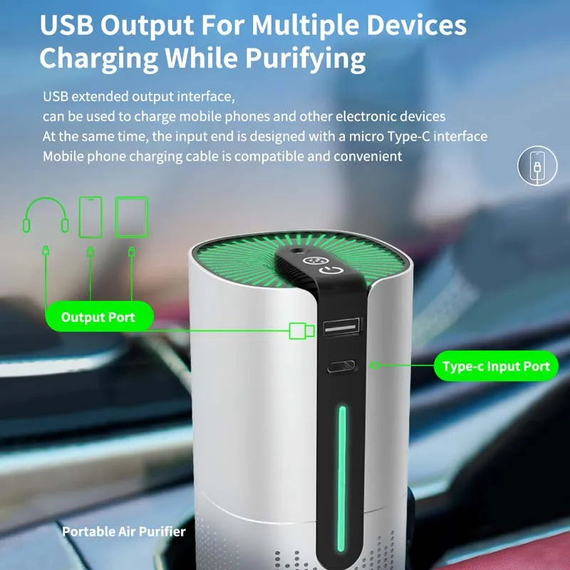 Small Ionic Smoke Absorber Plasma Negative Anion Generator Vehicle Purification Purifier Ionizer Mini Car  Air Cleaner