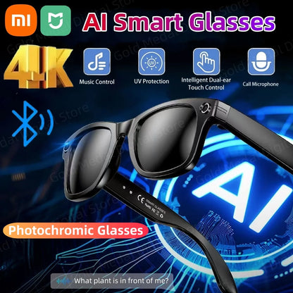 Xiaomi 4K AI Smart Glasses Chat GPT HD Camera Bluetooth Call Voice Assistant Music Player Translate Photochromic Glasses