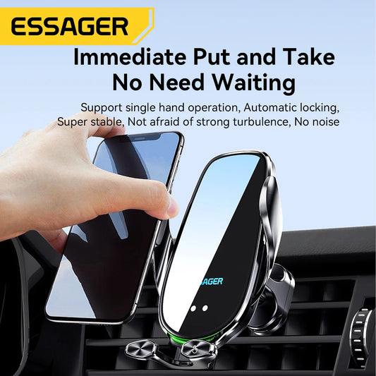 Essager Qi 15W Wireless Charger Car Phone Holder In Car Air Vent Mount For iPhone 14 13 12 X Pro Max Fast Charging