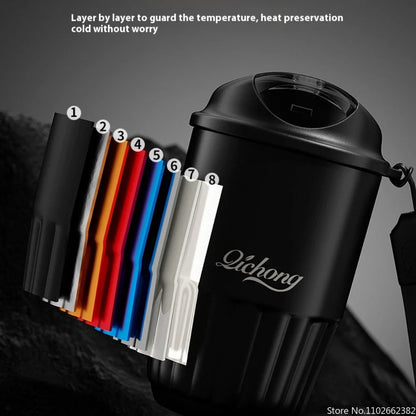 410ml Ceramic Liner Thermos Coffee Cup Double Wall Stainless Steel Vacuum Insulated Thermos For Coffee Thermal Mug Tumbler Gift