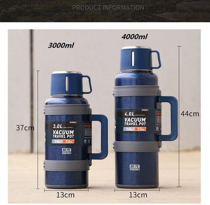 304 Stainless Steel Big Capacity Thermos Bottle 3L /4L Outdoor Travel Coffee Mugs Thermal Vaccum Water Bottle Thermal Mug