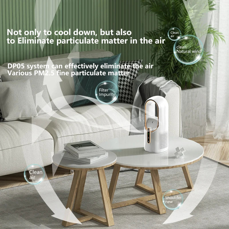 Electric Bladeless Fan USB Air Cooling Fan Mini Air Conditioner Venty Fan Portable Desktop Fanless Blade Cooler