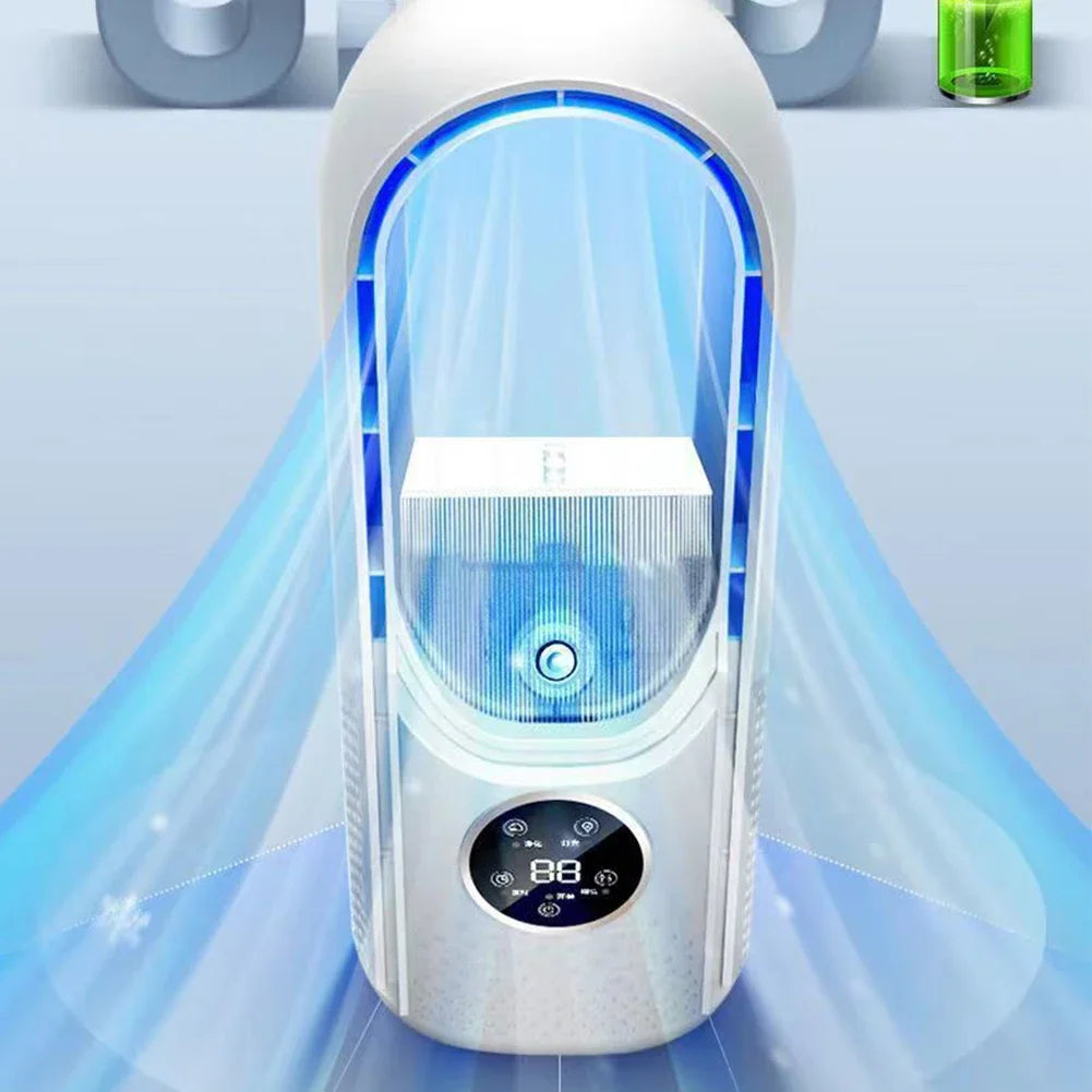 Electric Bladeless Fan USB Air Cooling Fan Mini Air Conditioner Venty Fan Portable Desktop Fanless Blade Cooler