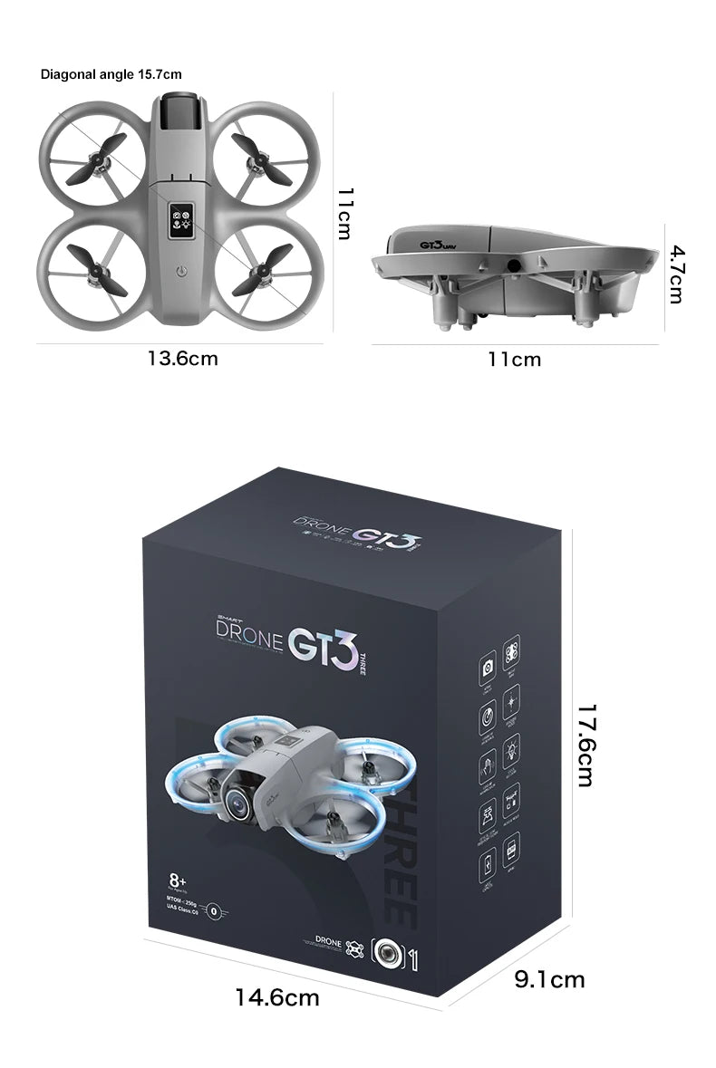 GT3 Drones Mini 8K HD Dual Camera Intelligent Obstacle Avoidances Aerial Photography Flyer Optical Flow Positioning Beginner UAV