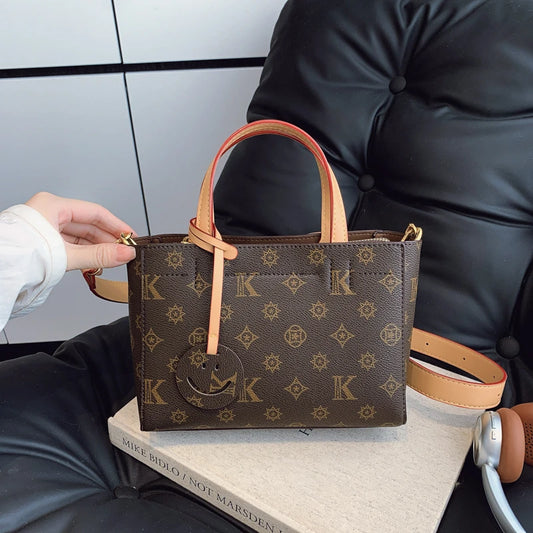 Classic Leather Tote Bag For Ladies, Shoulder Strap And Spacious, Elegant Popular Handbag By Luxury Brand For Women