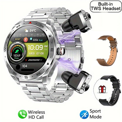 2024 TWS 2-in-1 Bluetooth Earphones  Smart Watch Bluetooth Call GPS Motion Trajectory HIFI 9D Sound Quality  Smartwatch