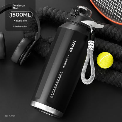 Japanese Style New Vacuum Cup Large Capacity Cold Cup SUS316 Stainless Steel Outdoor Sports  Water Cup Portable Student