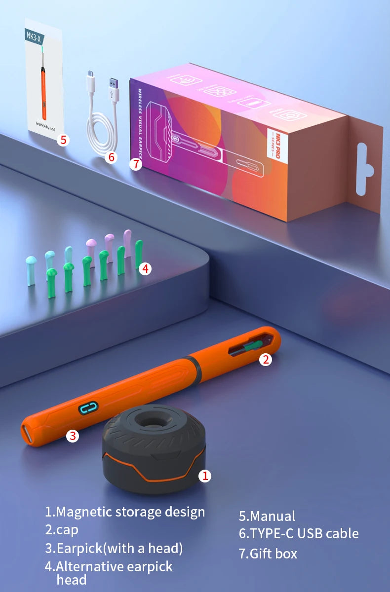 Ear Cleaner with Camera Set Ear Sticks Otoscope USB C Charging Endoscope Wax Removal Tool Earpick MIni Camera Ear Cleaning Set