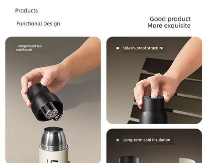 Vacuum Cup 2024 New Arrival Tea Water Separation Good-looking Tea Cup Men's Outdoor Tea Portable Quickly Open Stainless Steel Water Cup