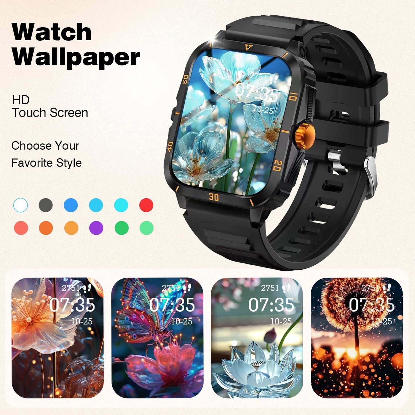 Smart Watch, Wireless Calls, Music Playback, Message Reminders, Multi-Sports Mode, Suitable For Men And Women