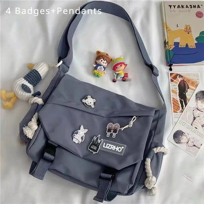 Women's Nylon Handheld One Shoulder Versatile Large Capacity Crossbody Bag Retro Work Travel