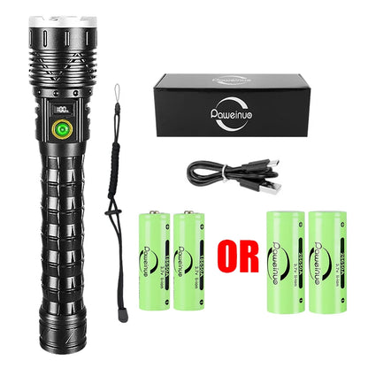 Most Powerful High Power Led flashlight 1000000LM XHP360 Rechargeable Led Flashlight Zoom Outdoor Tactical Lantern Hunting Torch