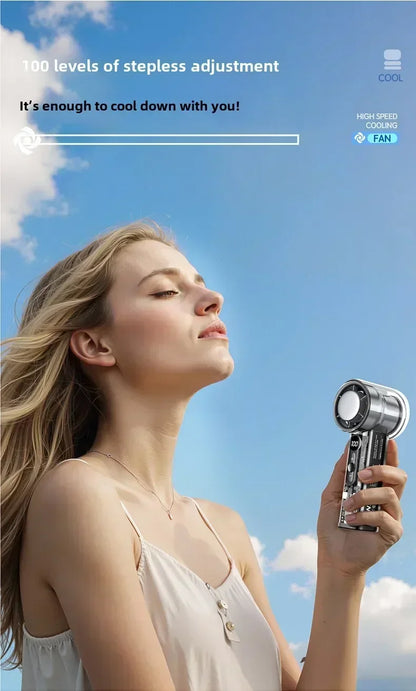 2025 Portable Handheld Fan - 100-Speed Turbo Cooling, 3000mAh Rechargeable, High Wind Outdoor Mini Fan with Adjustable Airflow