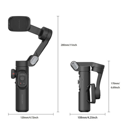AOCHUAN 3-Axis Handheld Gimbal Stabilizer for Smartphone with Fill Light for iPhone Android Face Tracking Vlog
