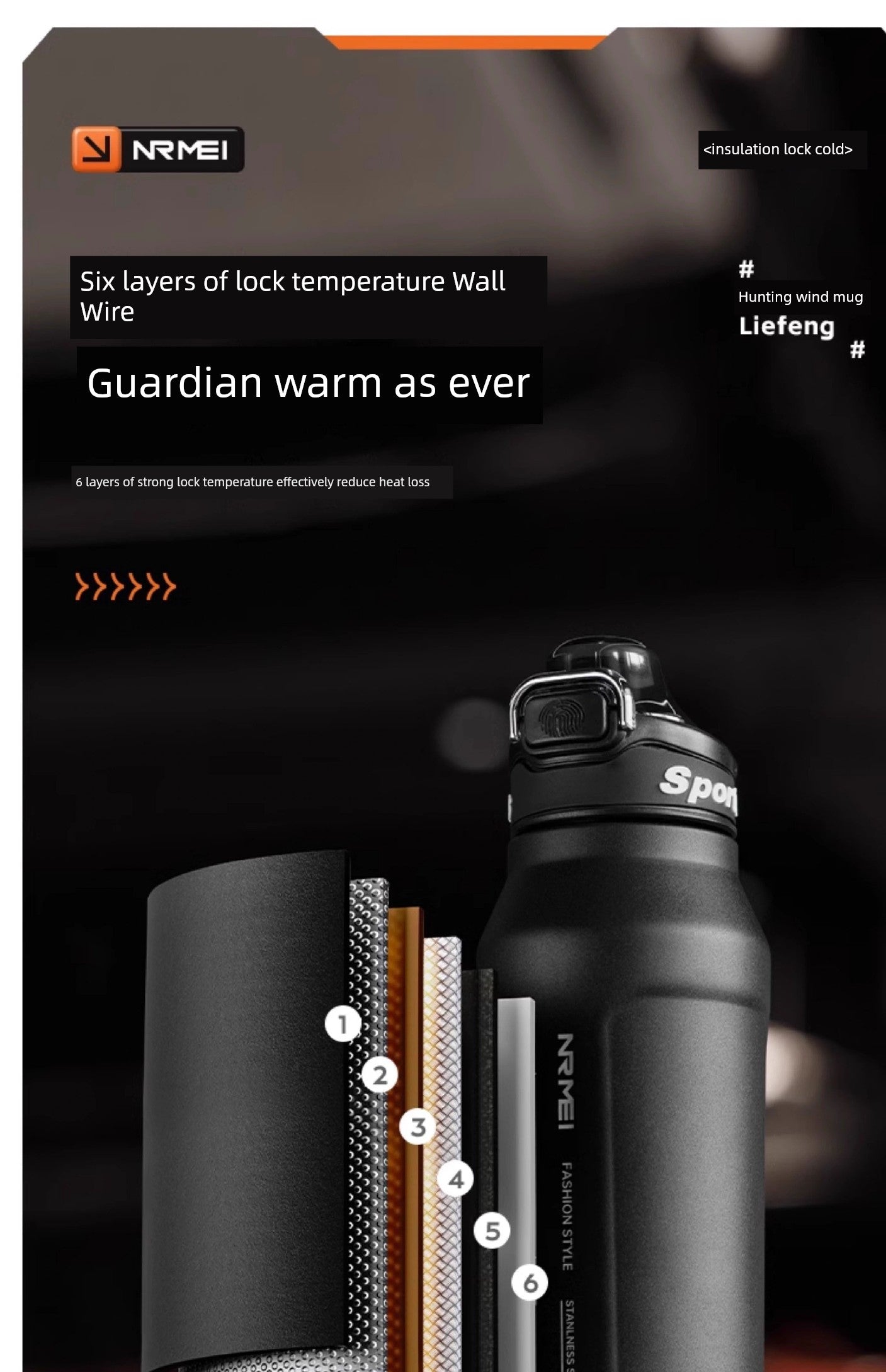 Japanese Style New Vacuum Cup Large Capacity Cold Cup SUS316 Stainless Steel Outdoor Sports  Water Cup Portable Student