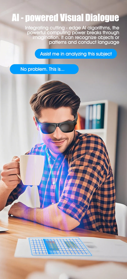 2025 Classic AI Smart Glasses 100MP Camera Waterproof Bluetooth Call Playing Music Sports Glasses Identify Pictures Use ChatGPT