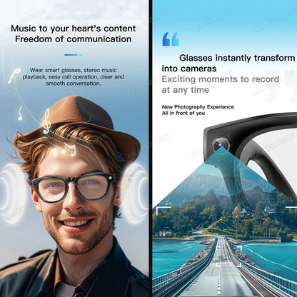 AI Smart Glasses Photo Sense Camera Bluetooth Music Call Intelligent Recording Ip65 Waterproof Bluetooth Sunglasses Men, Women