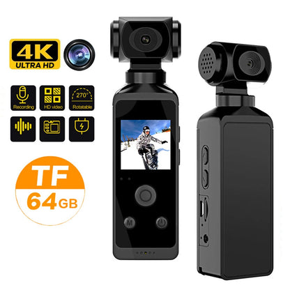 4K Pocket Camera 1080P WiFi Full HD Pocket Camera 270 Rotatable Mini Outdoor Sport DV With Waterproof Case Video Camcorders Gift