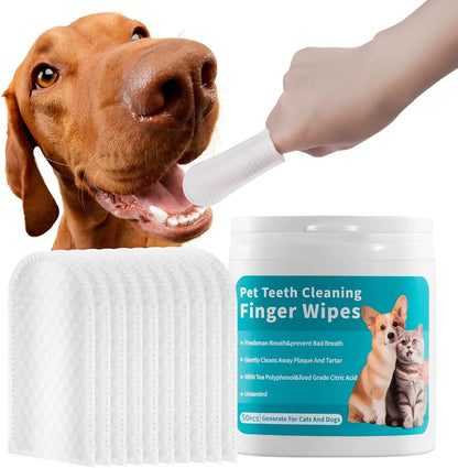Dogs & CatsTeeth Cleaning Wipes, Pet Dental Finger Wipes for  Disposable Gentle Teeth Cleaning Pads Tooth Bad Breath Remove Plaque