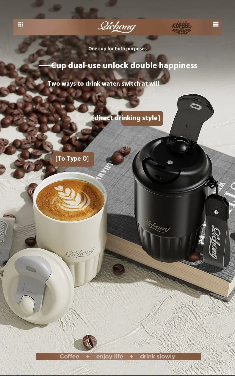 410ml Ceramic Liner Thermos Coffee Cup Double Wall Stainless Steel Vacuum Insulated Thermos For Coffee Thermal Mug Tumbler Gift