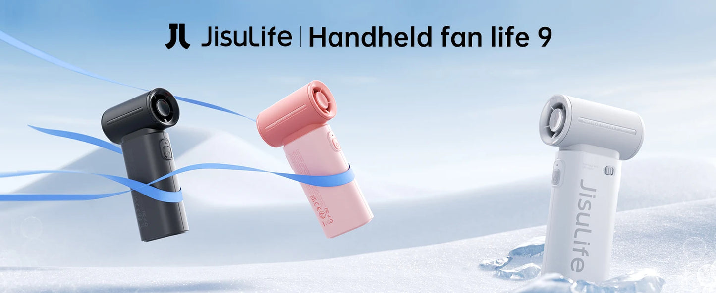 JISULIFE Handheld Turbo Fan,Super Strong Wind,5 Speeds,Long Battery Life,5000mAh,USB Rechargeable,Multipurpose Pocket Fan