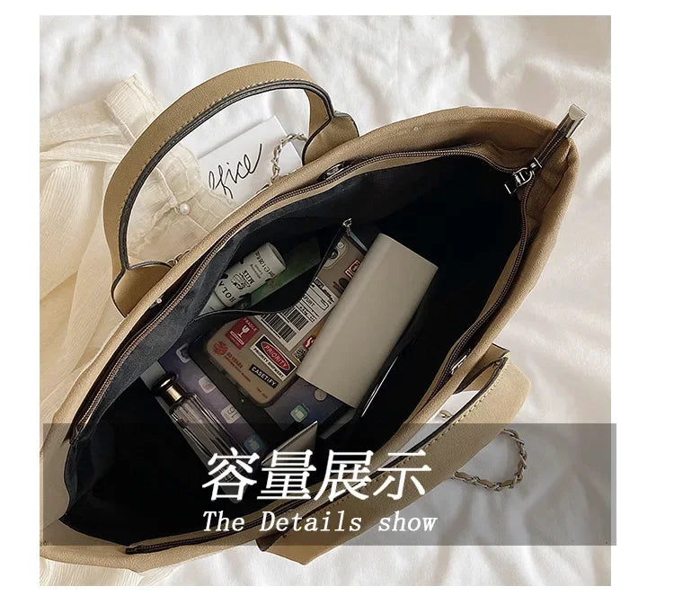 Fashion Make Up Designer Big Women's New Korean Fashion Casual Large Capacity Shoulder Crossbody Chain Tote Bag
