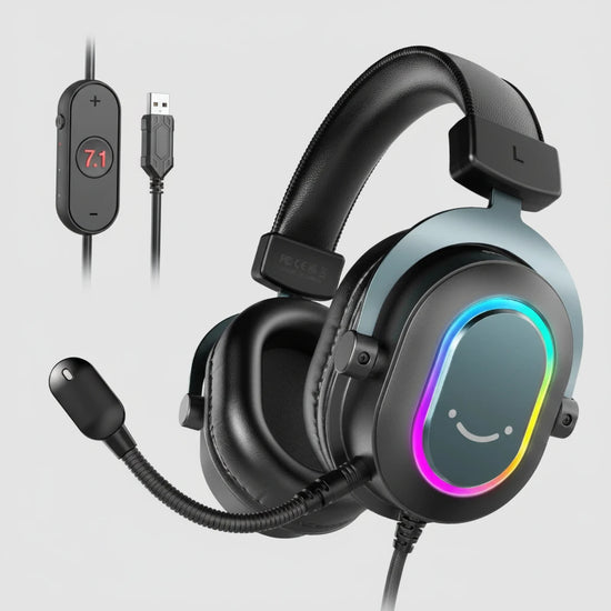FIFINEDynamic RGB Gaming Headset with Mic Over-Ear Headphones 7.1 Surround Sound PC PS4 PS5 3 EQ Options Game Movie Music