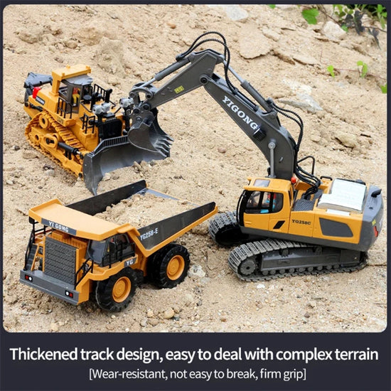 RC Alloy Remote Control Excavator Toy Engineering Vehicle Children&