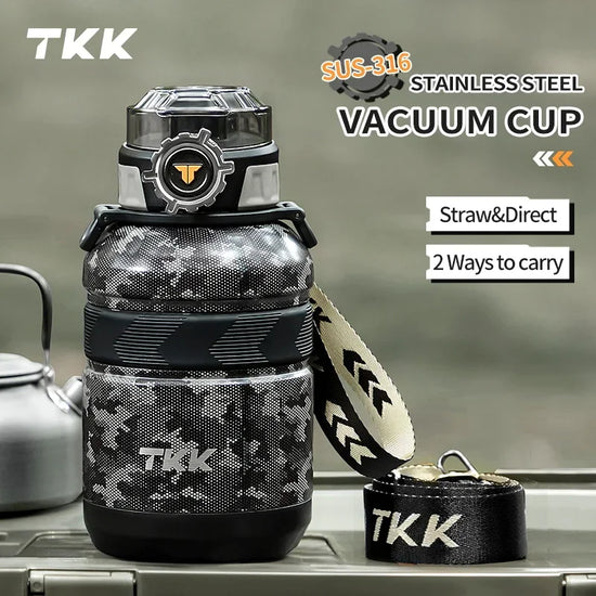 TKK 950ml SUS-316 Large Capacity Stainless Steel Thermos Portable Vacuum Flask Insulated Tumbler with Rope Thermo Bottle