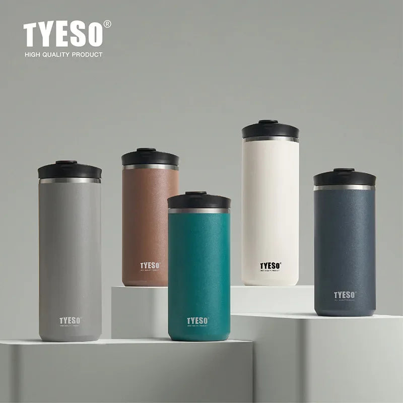 Tyeso French Press Thermoses Travel Mug 304 Stainless Steel Portable Cold Brew Coffee Maker Tea Infuser Double-Wall Insulated