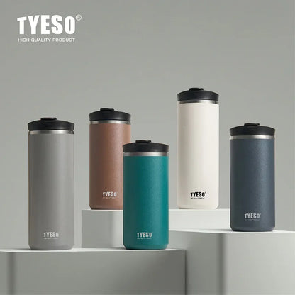 Tyeso French Press Thermoses Travel Mug 304 Stainless Steel Portable Cold Brew Coffee Maker Tea Infuser Double-Wall Insulated