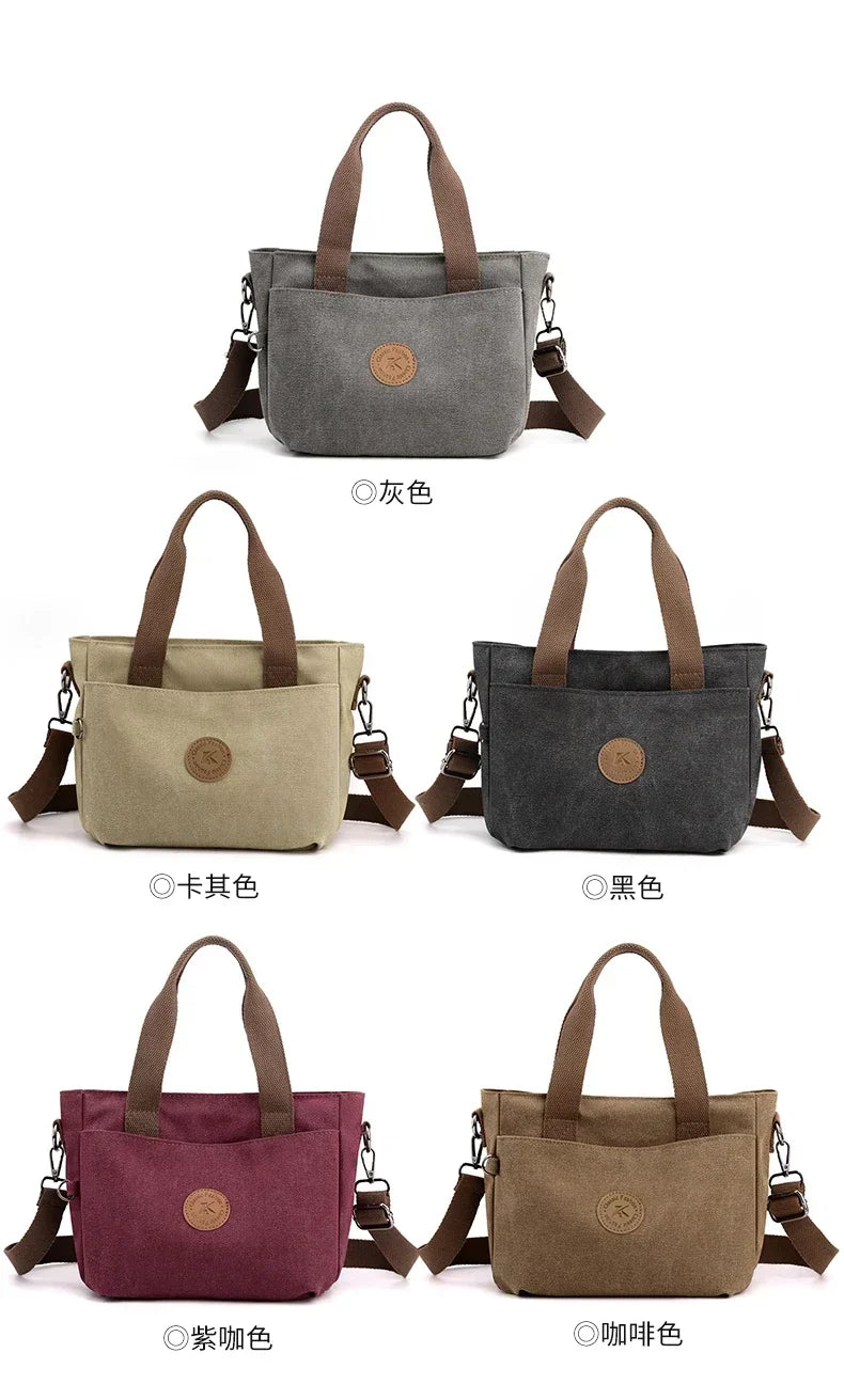 2025 NEW Top-Handle Bag For Women Shoulder CrossBody Bag Vintage Canvas Ladies Tote Messenger Bag Small Female Travel Handbag