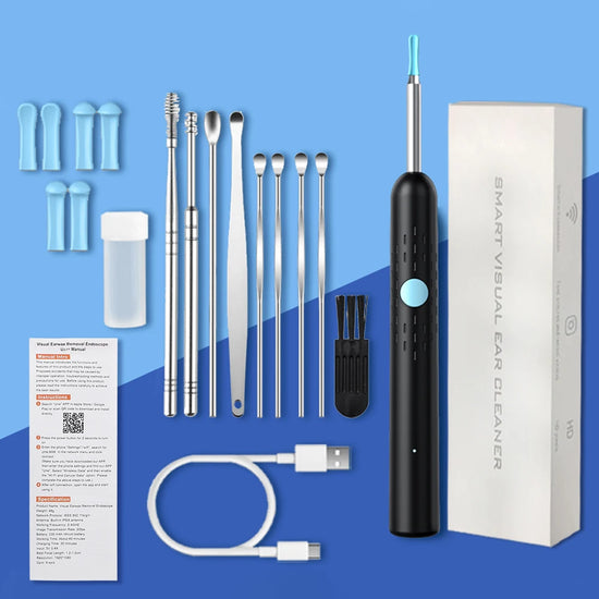 Wireless Visual Ear Wax Removal Safe Endoscope Earpick with Camera 500W Pixel Luminous Otoscope Ear Cleaning Tools