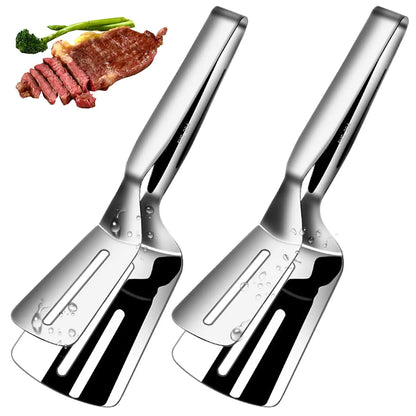 1/2/4Pcs Stainless Steel Steak Clips Multifunctional Spatula Double-Sided Cooking Tongs For Fish Meat Pizza Kitchen Baking Tools