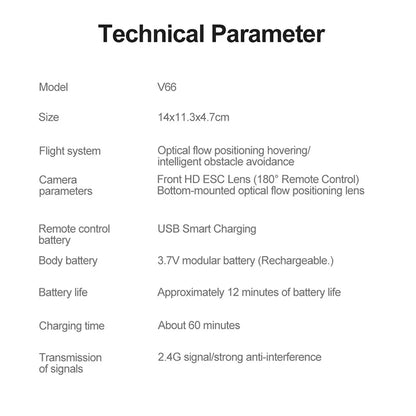V66 Mini Remote Control Positioning Aerial Photography FPV Drone Wide Angle HD Camera Obstacle Avoidance Helicopter Machine Toy