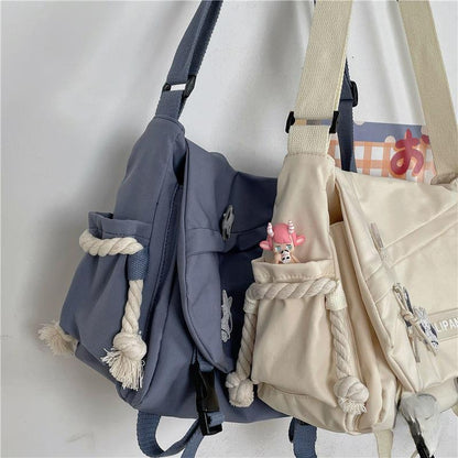 Women's Nylon Handheld One Shoulder Versatile Large Capacity Crossbody Bag Retro Work Travel