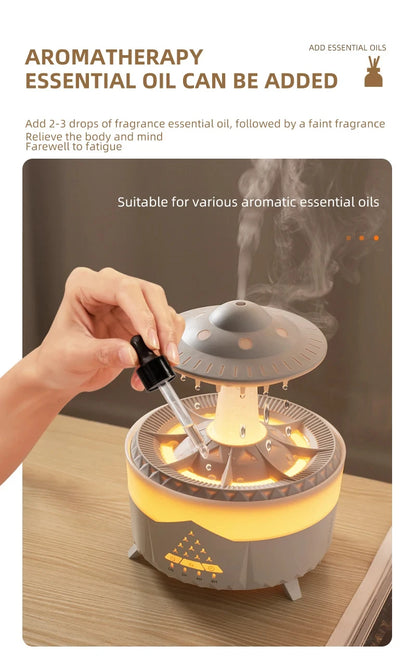 Rain Cloud Night Light Humidifier With Raining Water Drop Sound And 7 Color Led Light Essential Oil Diffuser Aromatherapy