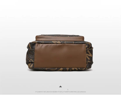 Ladies Middle-Aged Bag Large Capacity printed Work Clothing Soft Leather Multi-Pocket Cross-Body Bag Retro Shoulder Bag