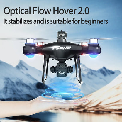 2025 New E55 Air Brushless Drone With Screen-Controlled Lighting Mini Drone 2 Camera Optical Flow Remote Control Aircraft Gift